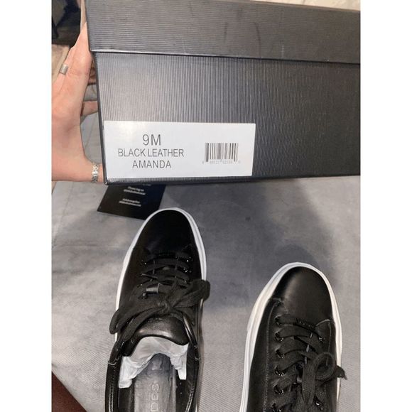 J/Slides NIB AMANDA Black Leather Platform Sneaker Shoes, Size 9, MSRP $169 - Picture 11 of 14